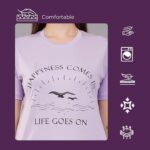 Women's Printed Cotton T-Shirt | Round Neck Half Sleeves | Regular Fit Summer T Shirt | Lavender Color - Image 2