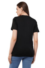 Women T-Shirt Pattern Printed(Limited) Round Neck Half Sleeves Solid Black Color - Image 6