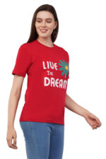 Women Cotton T-Shirt | Printed (Live The Dream) | Round Neck Half Sleeves | Regular Fit Summer T Shirt - Image 3