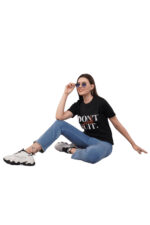 Women T-Shirt Pattern Printed(Don't Quit) Round Neck Half Sleeves Solid White Color - Image 2