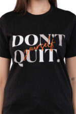 Women T-Shirt Pattern Printed(Don't Quit) Round Neck Half Sleeves Solid White Color - Image 4