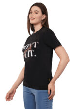 Women T-Shirt Pattern Printed(Don't Quit) Round Neck Half Sleeves Solid White Color - Image 5