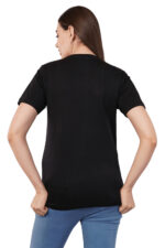 Printed Black Color Round Neck Half Sleeves T-Shirt Women - Image 6