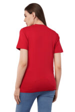 Women T-Shirt Pattern Printed(Believe) Round Neck Half Sleeves Solid Red Color - Image 7