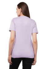 Women T-Shirt Pattern Printed(Believe) Round Neck Half Sleeves Solid Lavender Color - Image 6