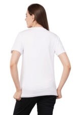 Women T-Shirt Pattern Printed(Believe) Round Neck Half Sleeves Solid White Color - Image 4
