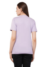Women T-Shirt Pattern Printed(Limited) Round Neck Half Sleeves Solid Lavender Color - Image 6