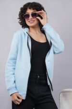 Women's Cotton Fleece Hooded Neck Full Sleeve Jacket - Image 3