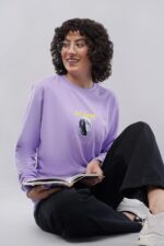 Women's Cotton Fleece Round Neck Full Sleeve Sweatshirt Front & Back Print - Image 5