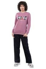 Women's Cotton Fleece Round Neck Full Sleeve Sweatshirt Front Print