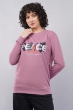 Women's Cotton Fleece Round Neck Full Sleeve Sweatshirt Front Print - Image 3