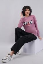 Women's Cotton Fleece Round Neck Full Sleeve Sweatshirt Front Print - Image 4