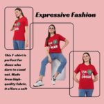 Women's Cotton Graphic Printed | Regular Fit Round Neck Tee | Short Sleeve T Shirt for Women (Red) - Image 3