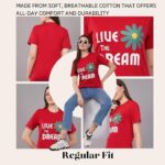 Women's Cotton Graphic Printed | Regular Fit Round Neck Tee | Short Sleeve T Shirt for Women (Red) - Image 4