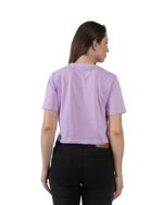Women's Cotton Printed Crop Tops Round Neck Regular Fit Half Sleeves Lavender - Image 3