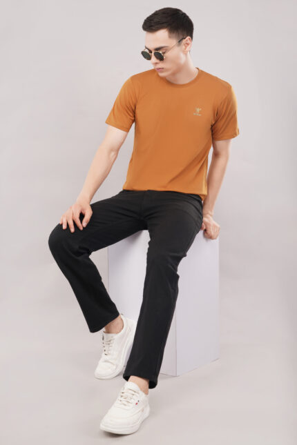 Men's Premium Rust Cotton Plain Crew Neck T-Shirt
