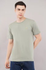 Premium Dusky Olive Cotton Crew Neck Plain T-Shirt for Men - Image 4
