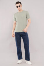 Premium Dusky Olive Cotton Crew Neck Plain T-Shirt for Men - Image 2